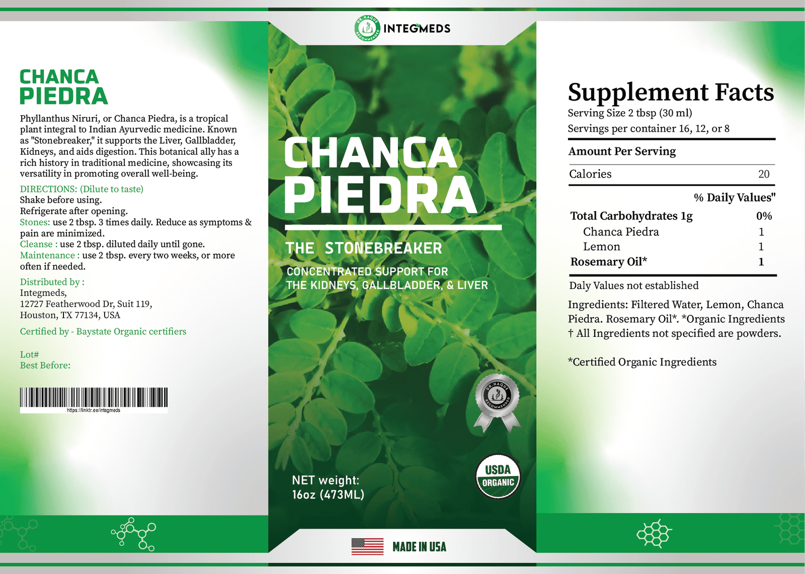 INTEGMEDS Chanca Piedra The Stone Breaker, 16Fl-oz Bottle - Image 5